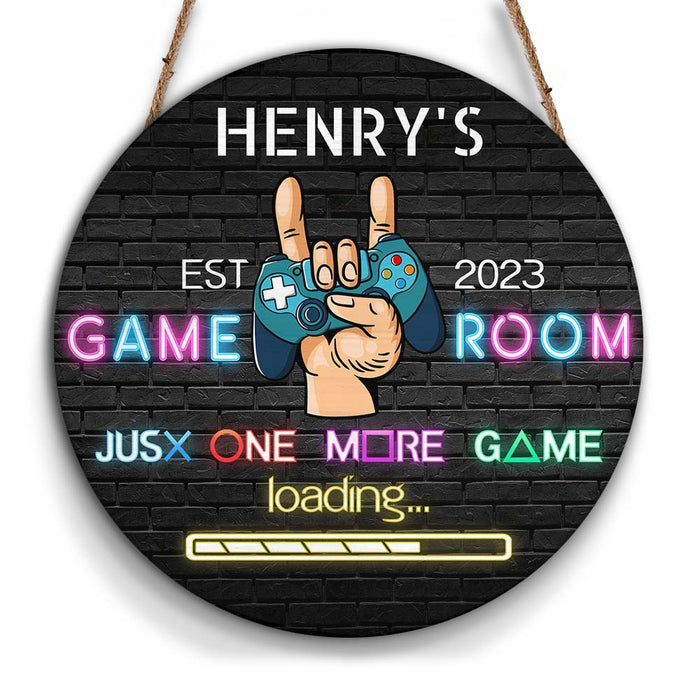 Personalized Game Room Round Wood Sign 25453 1