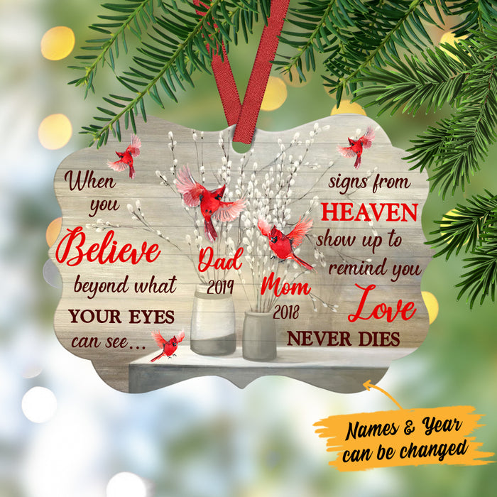 Personalized Love Never Dies Cardinal Memorial Mom Dad Benelux Ornament NB162 67O36 1
