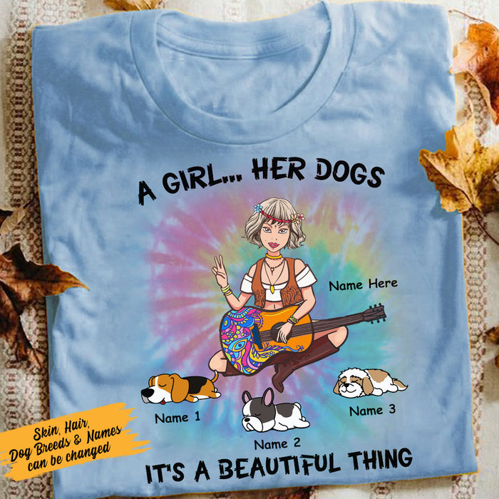 Personalized Dog Hippie Girl Beautiful Things T Shirt JN242 95O58 1