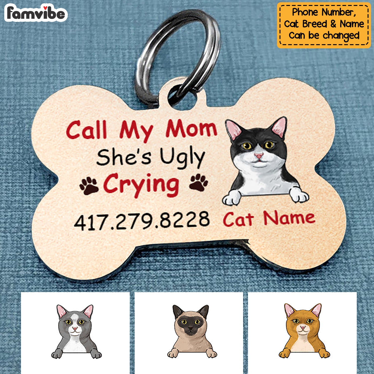Personalized Cat Lost Mom Bone Pet Tag NB111 81O34