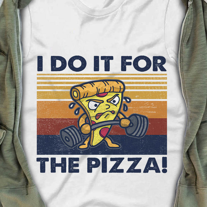 Gym Funny Pizza  White T Shirt JL11 85O60 1