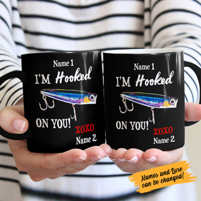 Personalized Fishing Couple Hooked On You Mug  JR137 81O58 1