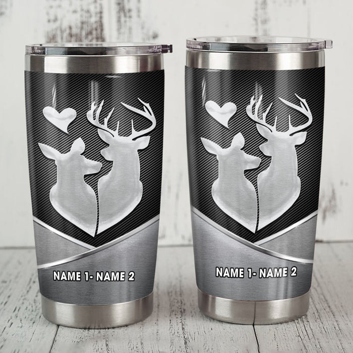 Personalized Deer Hunting Couple Steel Tumbler  JR138 81O60 1