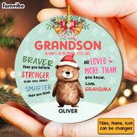 Personalized Christmas Gift For Grandson To My Grandson Circle Ornament 30388 thumb 1