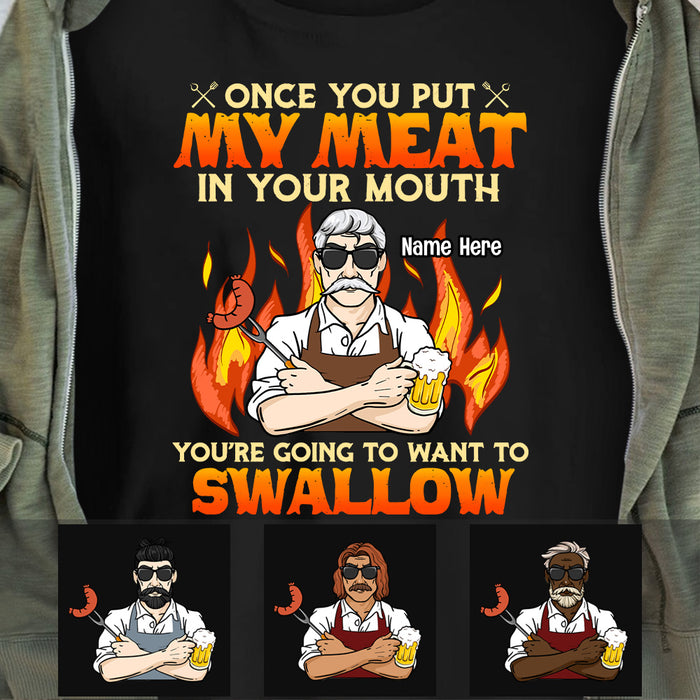 Personalized Dad Swallow Meat BBQ Grill T Shirt JL62 25O53 1