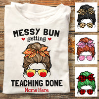 Personalized Teacher Messy Bun T Shirt JN82 95O47 thumb 1