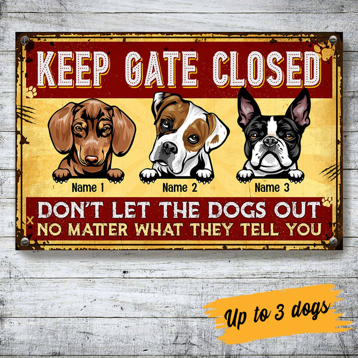 Personalized Dog Mom Dog Dad Keep Gate Closed Dog Welcome Metal Sign JL121 25O53 1