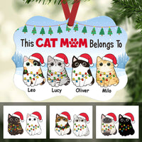 Personalized Christmas Cat Mom Belongs To  MDF Ornament NB23 65O47 thumb 1