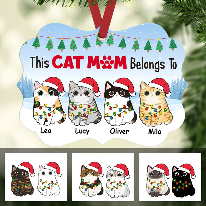 Personalized Christmas Cat Mom Belongs To  MDF Ornament NB23 65O47 1