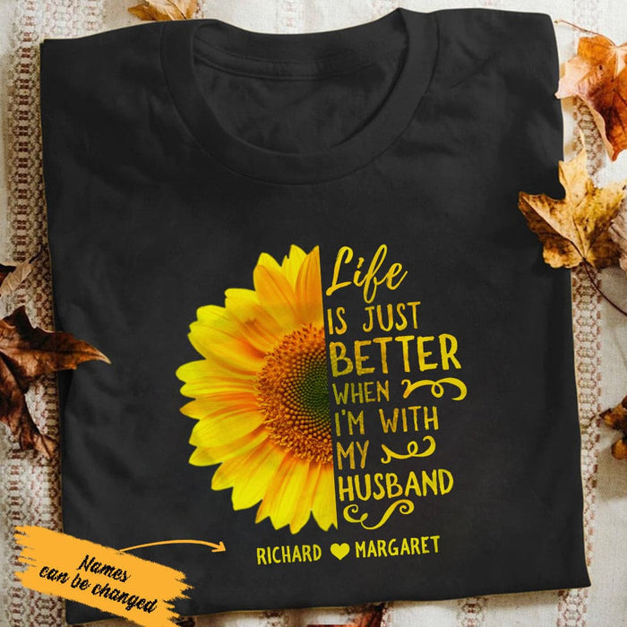 Personalized Husband And Wife Sunflower T Shirt JN91 85O65 1