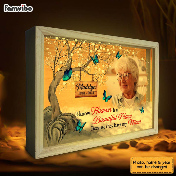 Personalized Memorial Gift I Know Heaven Is A Beautiful Place Picture Frame Light Box 31643 1