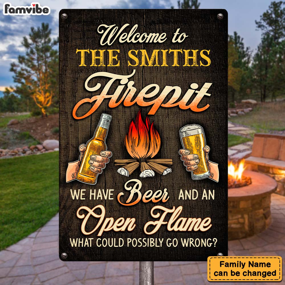 Personalized Gift For Family Camping Firepit Metal Sign 31295 Primary Mockup
