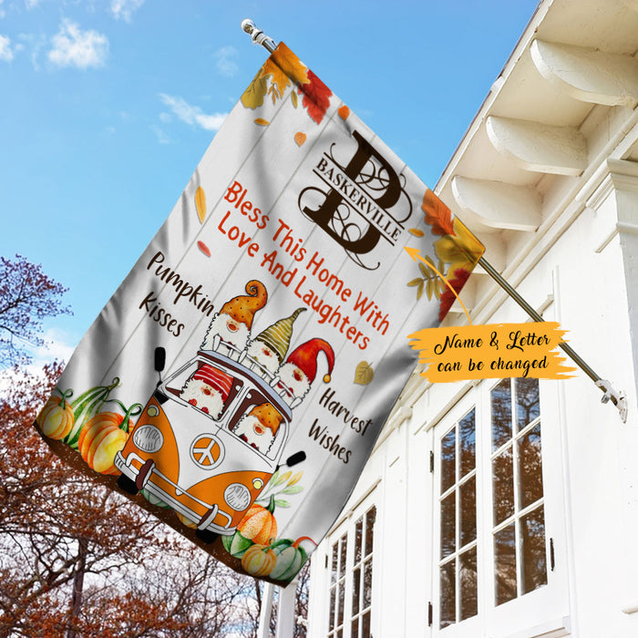 Personalized Thankful Fall Pumpkin Kisses Flag AG241 26O47 1