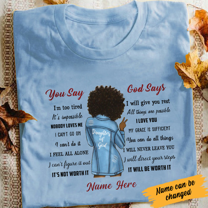 Personalized BWA Daughter God Says T Shirt SB72 65O34 1