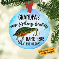 Personalized Grandpa New Fishing Buddy  Circle Ornament DB11 65O36 thumb 1