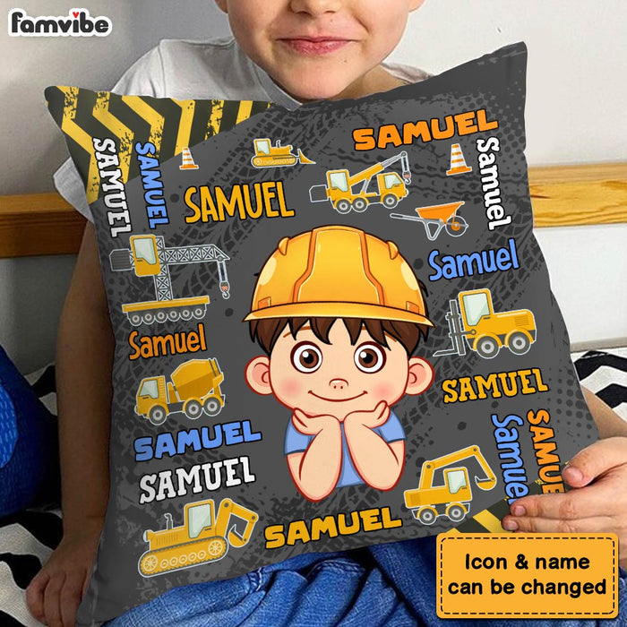 Personalized Construction Excavator Custom Name Pillow 30894 1