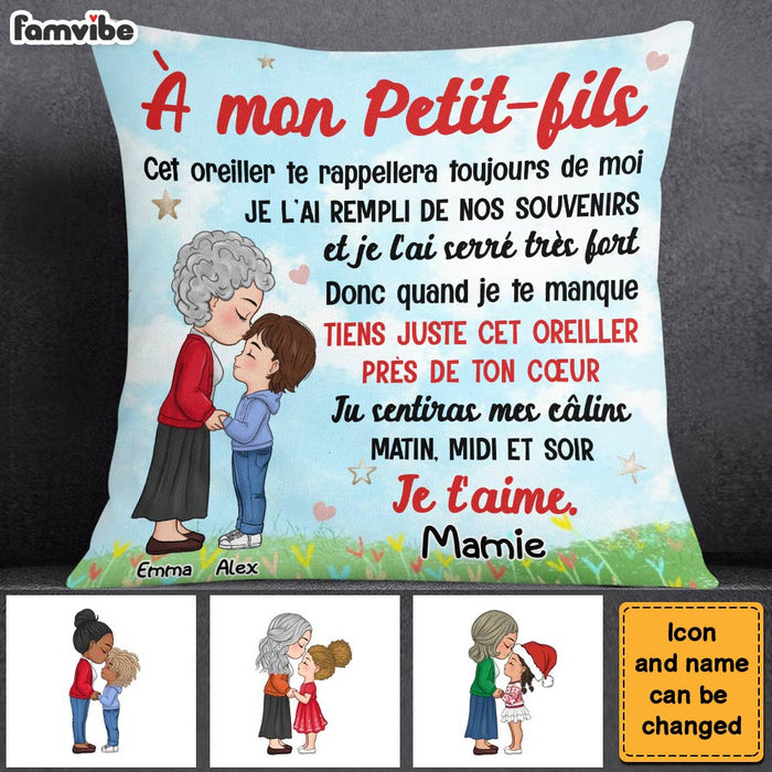 Personalized Gift For Grandson French À Mon Petit-fils Canvas Pillow 30394 1