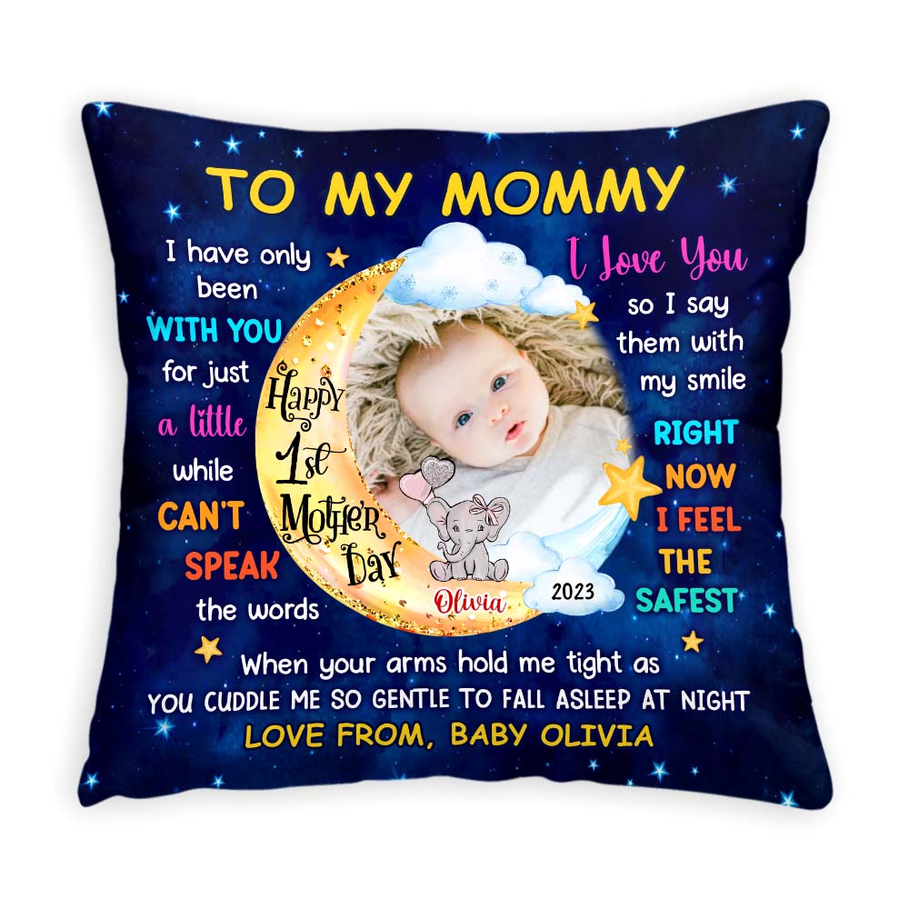 Personalized Baby First Mother's Day Gift Animal Theme Upload Photo Pillow 31538 Primary Mockup