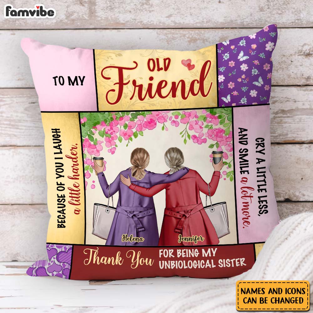 Personalized Friend Gift Thank You For Being My Unbiological Sister Pillow 31333 Primary Mockup