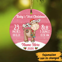Personalized Baby First Christmas Moose Circle Ornament NB193 81O60 thumb 1