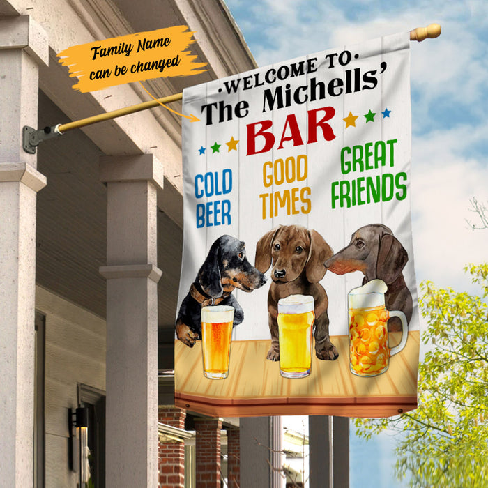Personalized Dachshund Bar Cold Beer Flag AG181 26O53 1