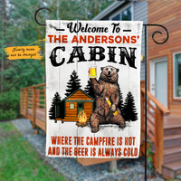 Personalized Forest Cabin Hot Campfire Cold Beer Flag AG172 65O47 thumb 1