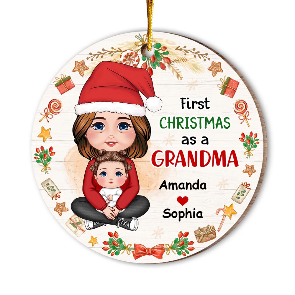 Personalized Gift First Christmas As A Grandma Circle Ornament 30401 Primary Mockup