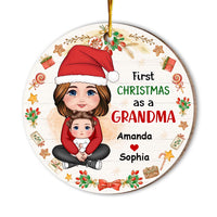 Personalized Gift First Christmas As A Grandma Circle Ornament 30401 thumb 1