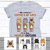 Personalized Coffee Cat Mom Grandma T Shirt MR172 65O60 thumb 1