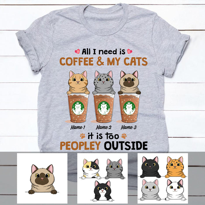 Personalized Coffee Cat Mom Grandma T Shirt MR172 65O60 1