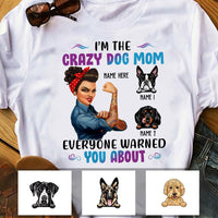 Personalized Crazy Dog Mom T Shirt FB42 95O36 thumb 1