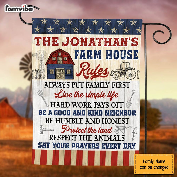 Personalized Gift For Family Farmhouse Rules Flag 26230 1