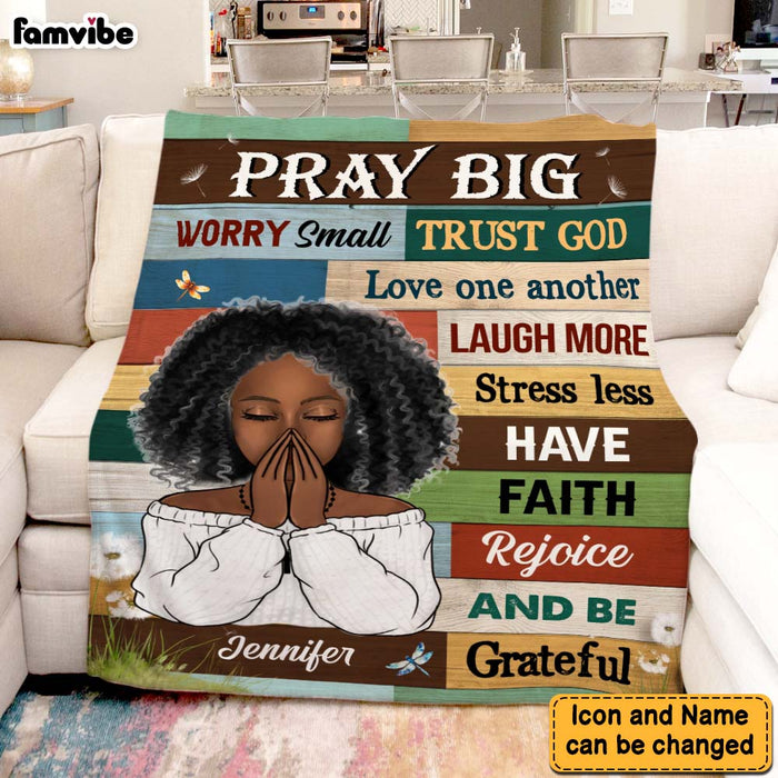 Personalized Daughter Inspirational Pray Big Worry Small Blanket 30022 1