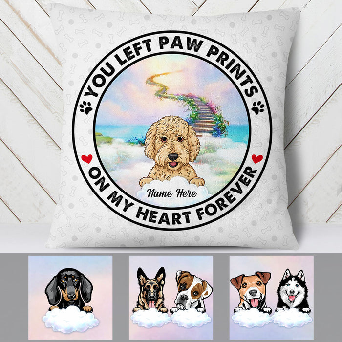 Personalized You Left Paw Prints on My Heart Dog Memorial Pillow AP33 67O53 (Insert Included) 1