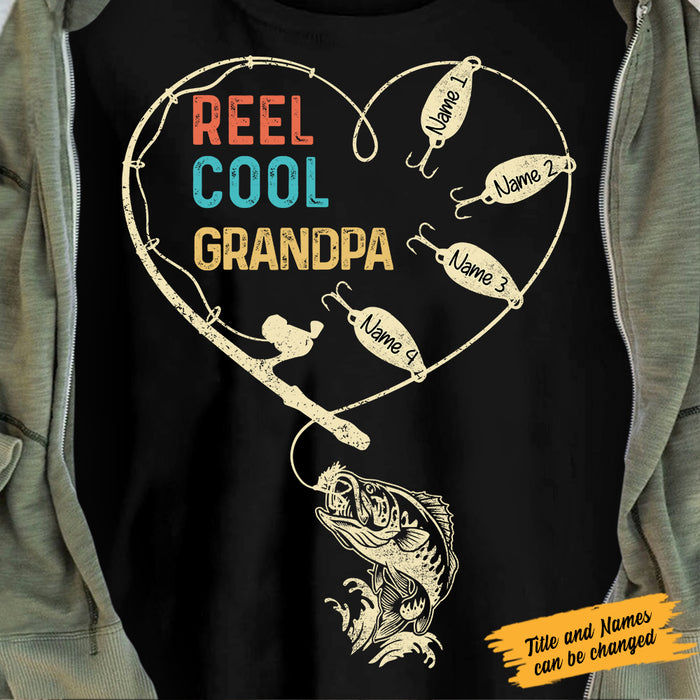 Father's Day 2021 Gift - Personalized Family Gift for Dad/Grandpa - Personalized Reel Cool Fishing Dad Grandpa T Shirt AP194 65O47 Name Custom