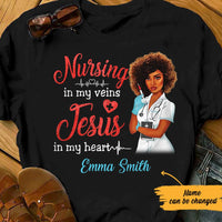 Personalized Jesus Nurse Melanin T Shirt JN211 65O57 thumb 1
