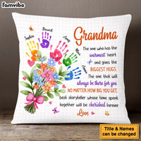 Personalized Gift For Grandma Floral Handprints Pillow 30673 thumb 1