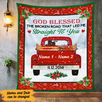 Personalized Love Couple Red Truck Christmas Blanket OB171 87O47 thumb 1