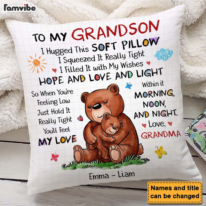 Personalized Gift For Grandson Bear Hug This Pillow 27060 1