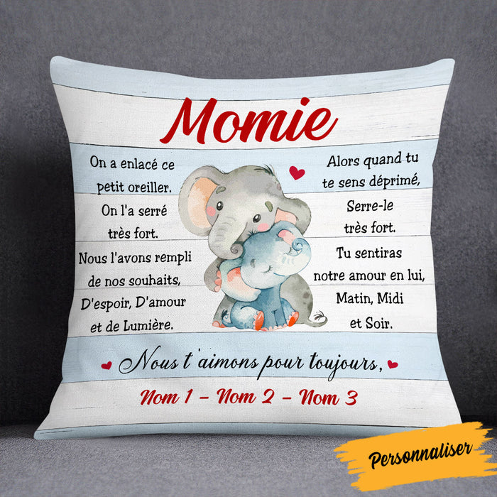 Personalized French Maman Grand-mère Elephant Mom Grandma Pillow AP149 65O53 (Insert Included) 1