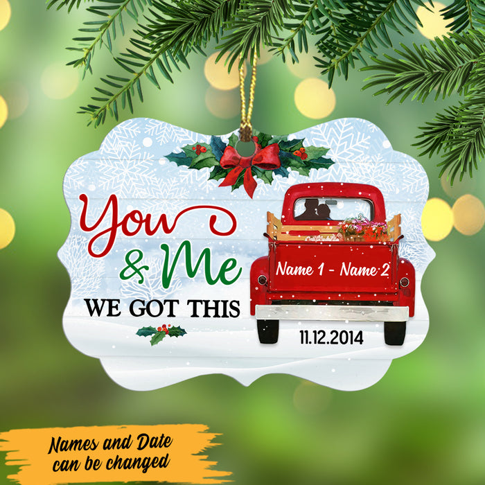 Personalized Love Couple Red Truck Christmas Benelux Ornament NB133 87O47 1