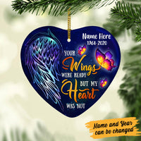 Personalized Butterfly Memorial Your Wings Were Ready Heart Ornament NB132 95O60 thumb 1