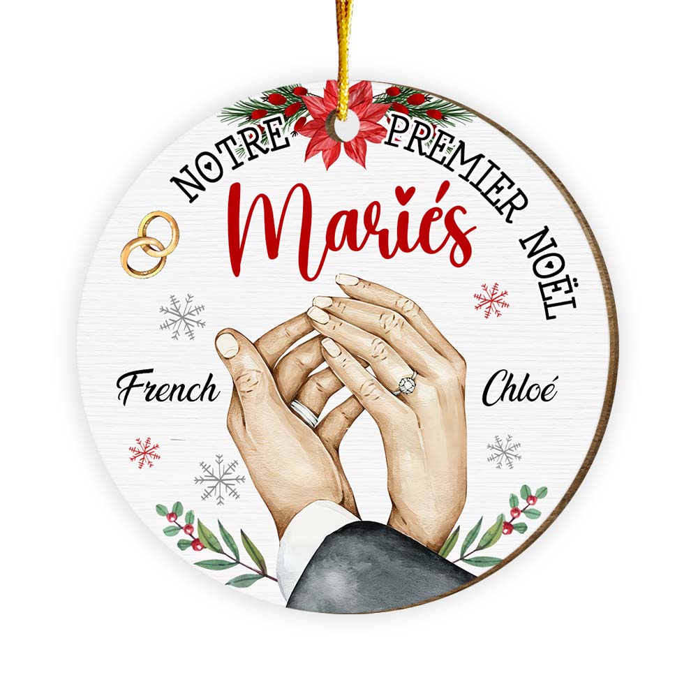 Personalized Gift For Couple First Christmas French Circle Ornament 30130 Primary Mockup