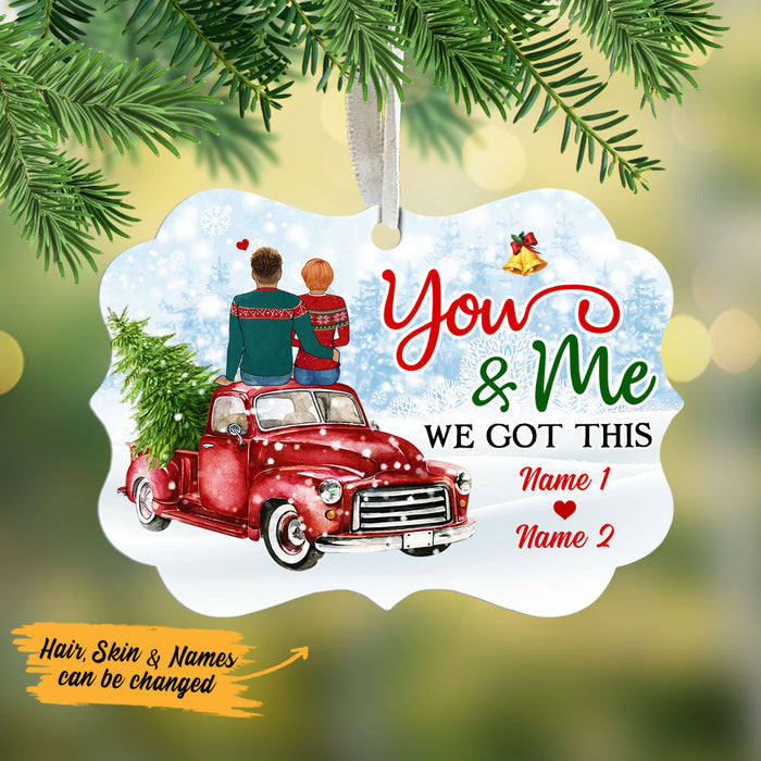 Personalized Red Truck Couple Christmas Benelux Ornament NB124 95O53 1