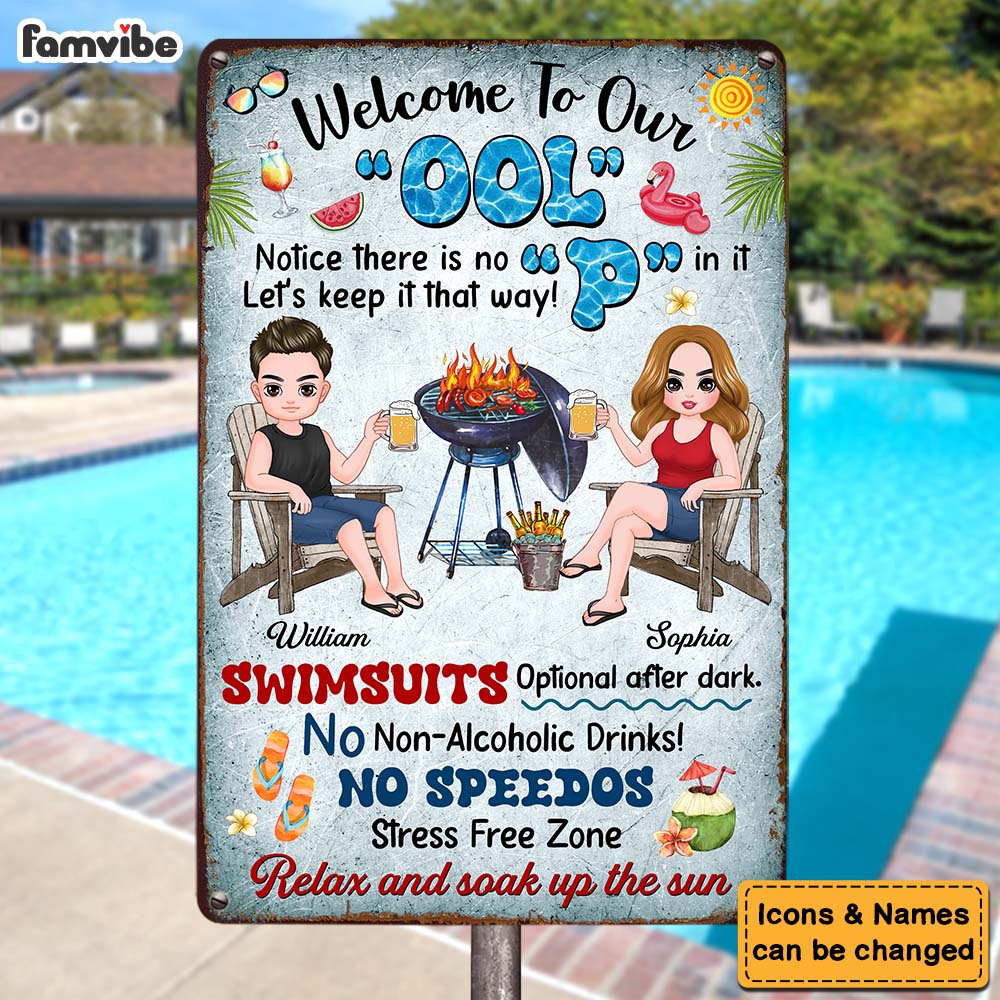 Personalized Gift For Couples Husband Wife Pool Sign Metal Sign 26136 Primary Mockup