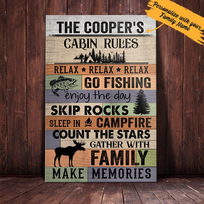 Personalized Cabin Rules Lakes Canvas JN131 87O61 1