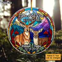 Personalized Gift For Couple Stained Glass Buck And Doe Circle Ornament 30054 thumb 1