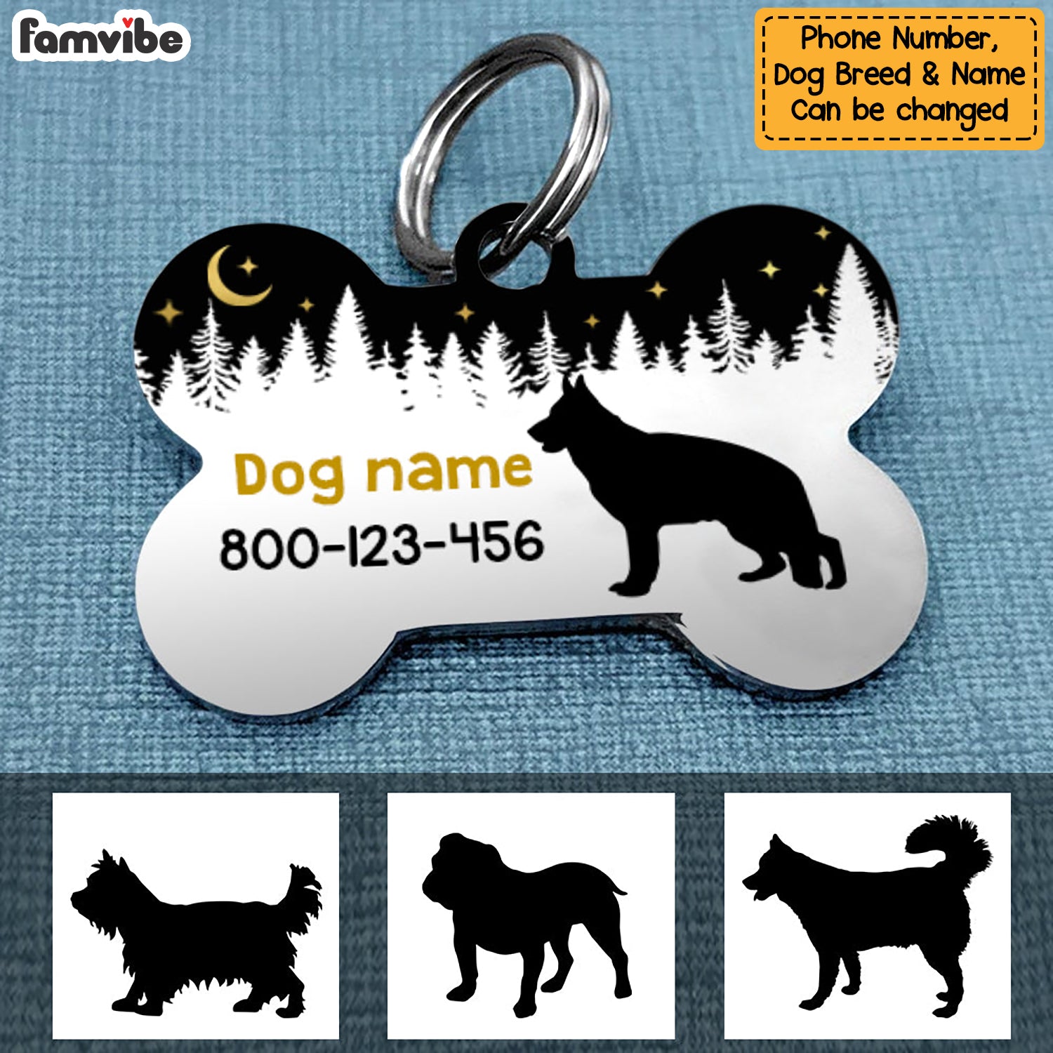 Personalized Dog Mom Dog ID Outdoor Bone Pet Tag NB61 95O47