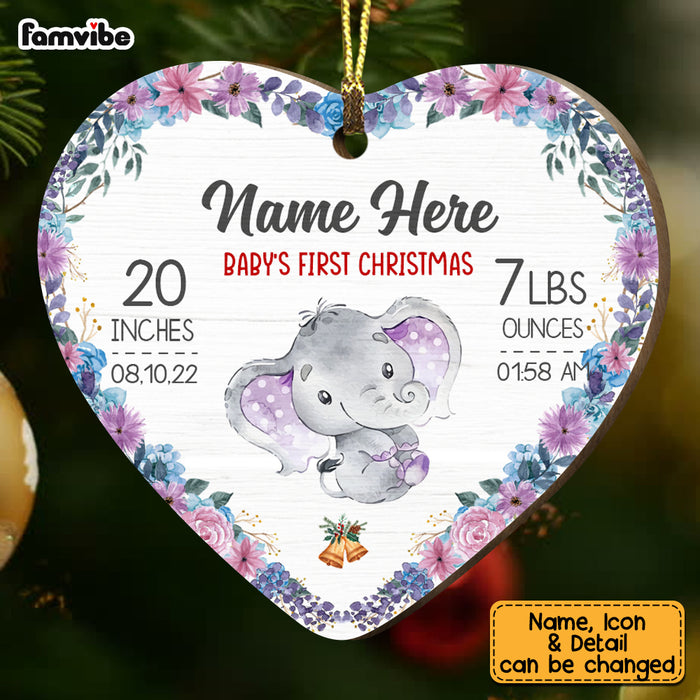 Personalized Elephant Baby First Christmas Heart Ornament AG186 73O58 1
