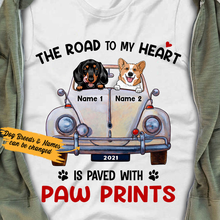 Personalized Dog Pawprints Paved To My Heart T Shirt JR291 65O36 1